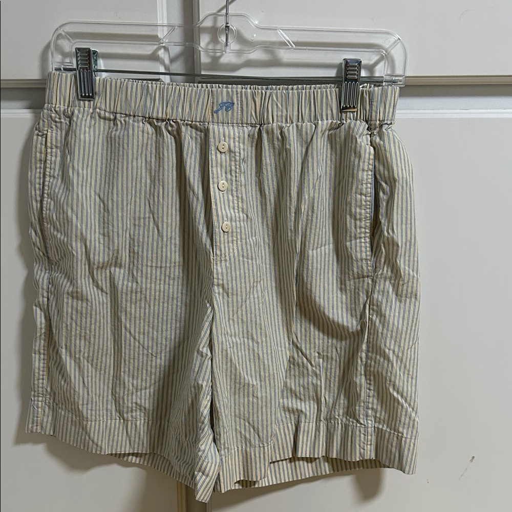 J. Crew Cream and Light Blue Striped Cotton Boxer Shorts